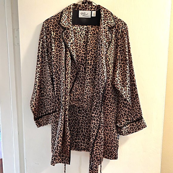 Vintage Marilyn Monroe by Warner two-piece leopard print  pajama set Women Small - Picture 1 of 6